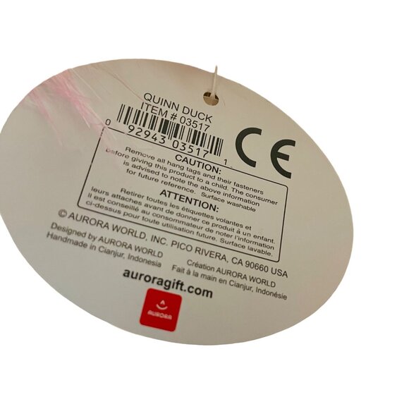 Aurora Luxe Boutique Quinn Duck 9" Eco-Friendly Plush Toy With Orange Beak Feet - Picture 6 of 8